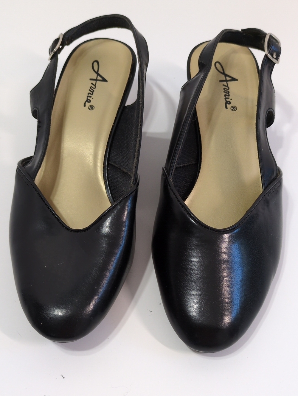 Vintage Annie Diane Black Slingback Heels Low Block Heel Womens 9W